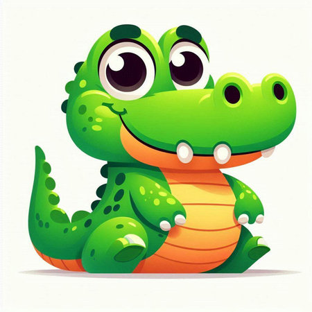 Cute cartoon crocodile on a white background. Vector illustration.のイラスト素材