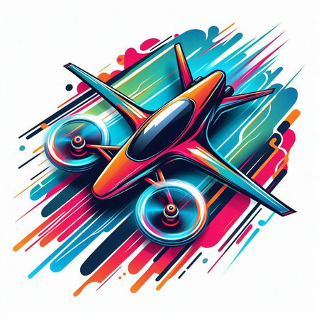 Drone on abstract colorful background. Vector illustration. Eps 10.のイラスト素材