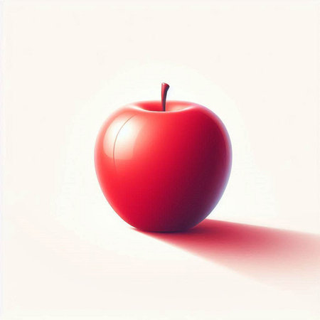 Red apple on a white background with shadow. 3D illustration.のイラスト素材