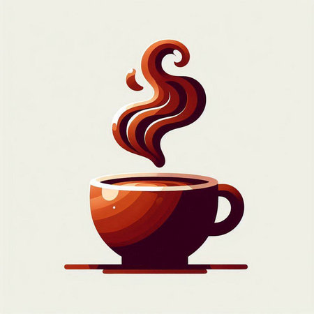Coffee cup vector illustration. Hot coffee cup with steam.のイラスト素材