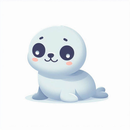 Cute baby seal isolated on white background. Cartoon vector illustration.のイラスト素材