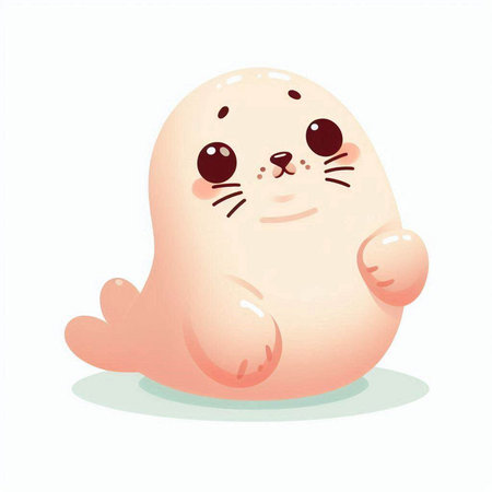 Cute cartoon baby seal. Vector illustration isolated on white background.のイラスト素材