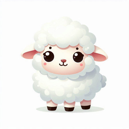 Cute cartoon sheep isolated on a white background. Vector illustration.のイラスト素材