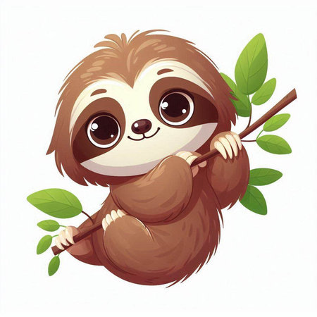 Cute cartoon sloth on a white background. Vector illustration.のイラスト素材