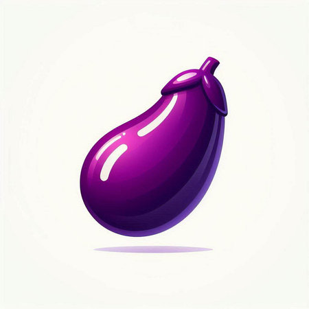 Illustration of a purple eggplant isolated on a white background.のイラスト素材