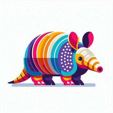 Cute colorful armadillo isolated on white background. Vector illustration.のイラスト素材