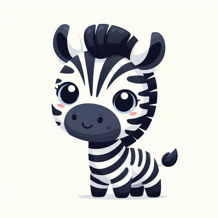 Cute cartoon zebra. Vector illustration of a wild animal.のイラスト素材