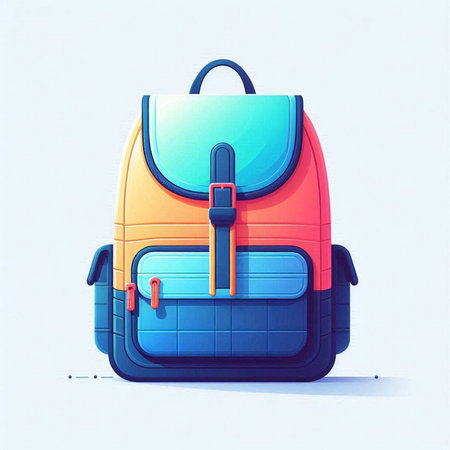 Illustration of a blue backpack on a white background, vector illustrationのイラスト素材