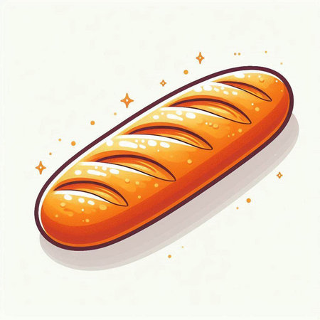 Vector illustration of a loaf of bread on a light background with stars.のイラスト素材