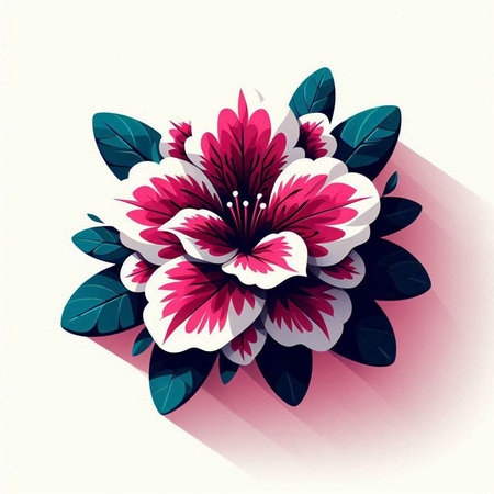 Beautiful vector illustration of pink and white hibiscus flowersのイラスト素材