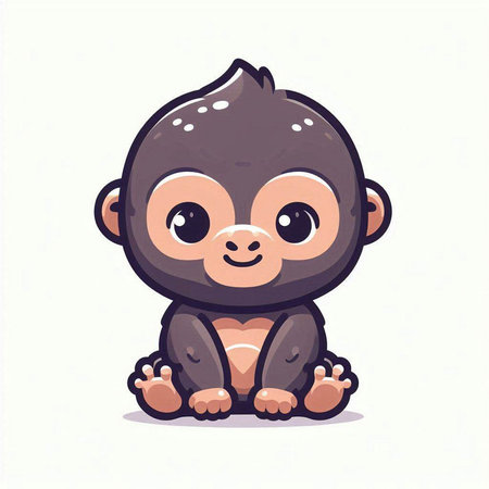 Cute little monkey cartoon vector illustration. Cute baby animal.のイラスト素材
