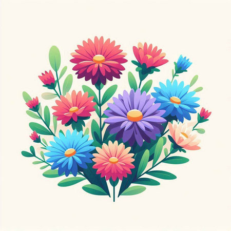 Colorful floral bouquet of daisies. Vector illustration.のイラスト素材