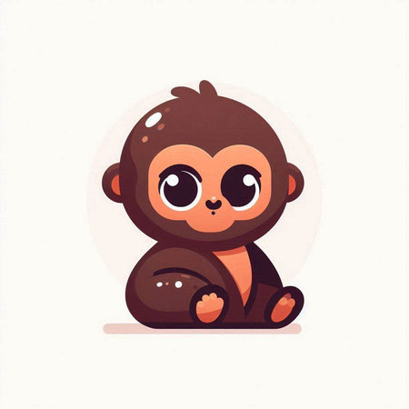 Cute cartoon monkey on white background. Vector illustration in flat style.のイラスト素材