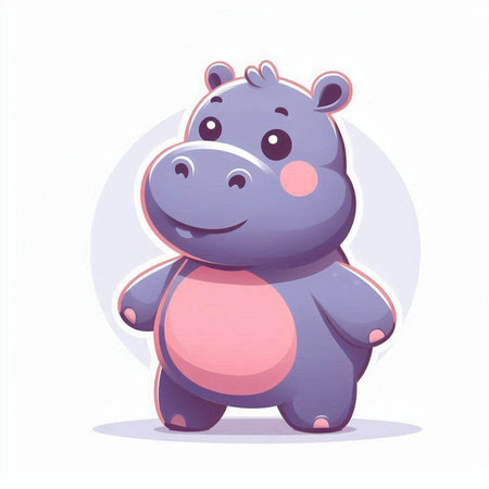 Hippopotamus vector illustration. Cute cartoon hippo.のイラスト素材