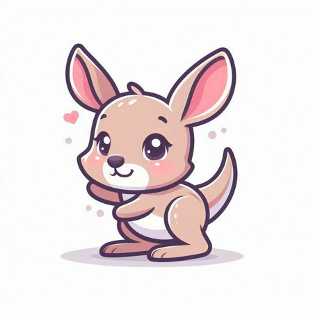 Cute cartoon kangaroo on white background. Vector illustration.のイラスト素材