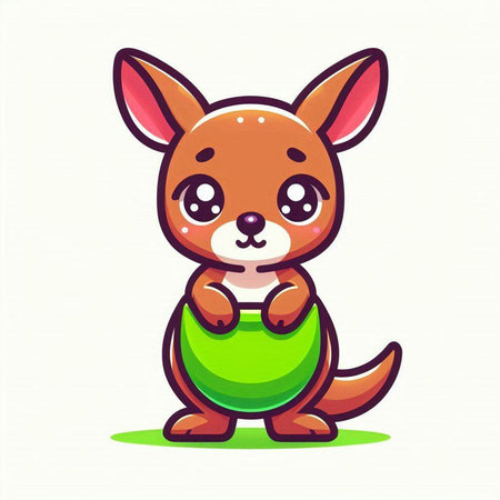 Cute kangaroo cartoon vector illustration. Funny kangaroo character.のイラスト素材