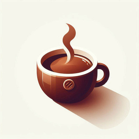 Coffee cup vector illustration with shadow on a white background.のイラスト素材