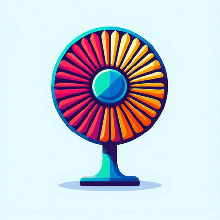 Vintage electric fan on blue background. Flat style vector illustration.のイラスト素材