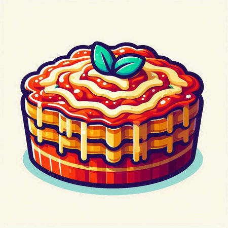 Illustration of a pie with cherry jam. Vector illustration in cartoon style.のイラスト素材