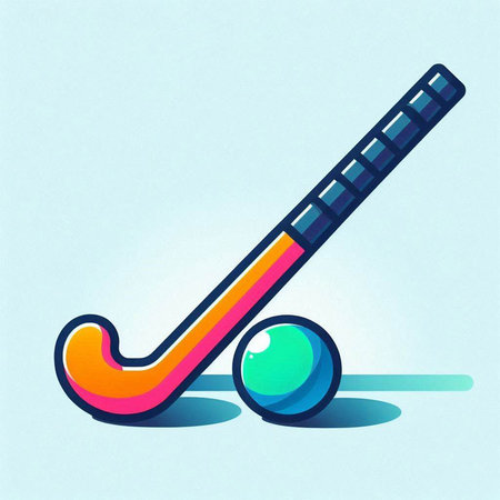 hockey stick and puck on a blue background. Vector illustration.のイラスト素材