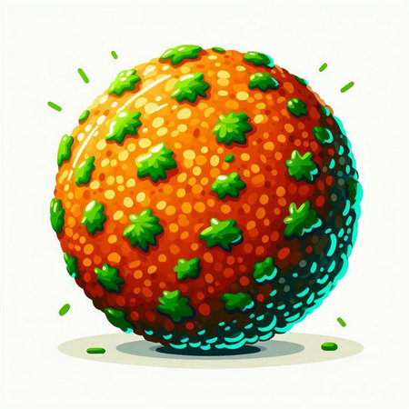 Illustration of an orange with a green pattern on a white backgroundのイラスト素材