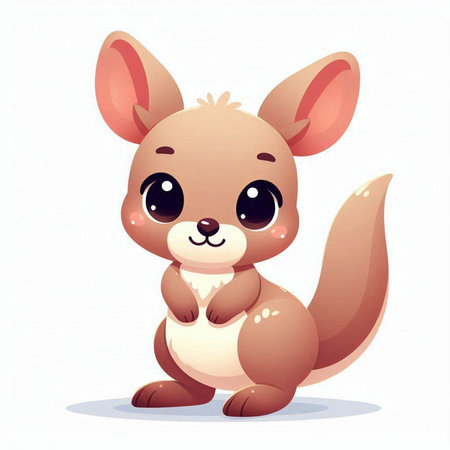 Cute kangaroo cartoon character. Vector illustration isolated on white background.のイラスト素材