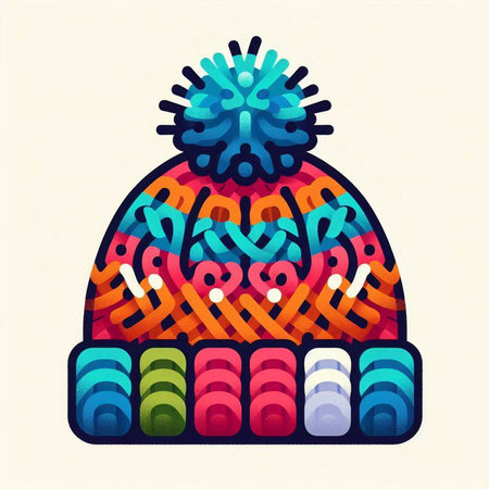 Knitted hat with pompon. Vector illustration of winter clothing.のイラスト素材