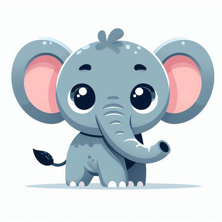 Cute cartoon elephant. Vector illustration isolated on a white background.のイラスト素材
