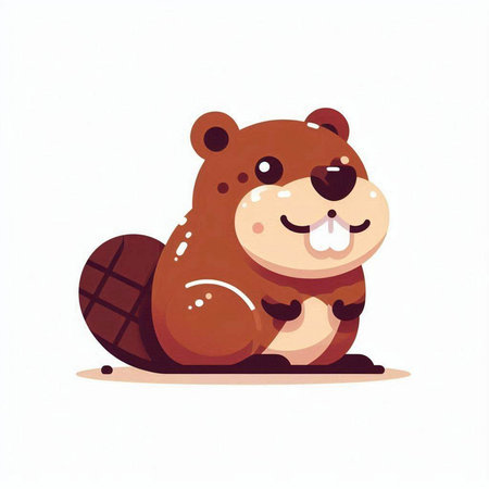 Cute cartoon beaver. Vector illustration isolated on white background.のイラスト素材