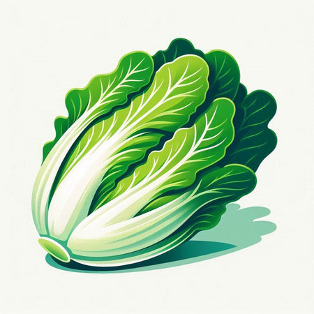 Vector illustration of fresh green chinese cabbage on a white background.のイラスト素材