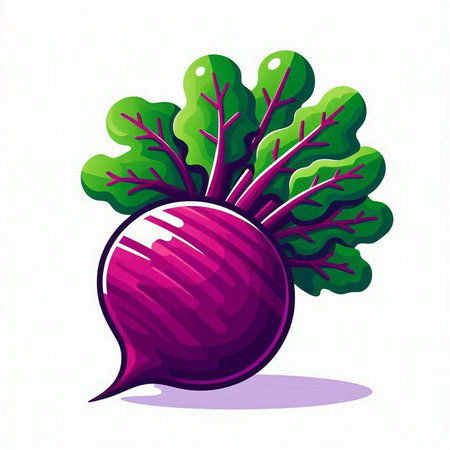 Beetroot with leaves isolated on white background. Vector illustration.のイラスト素材