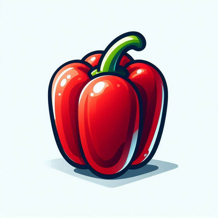 Illustration of a red bell pepper on a white background, vector illustrationのイラスト素材