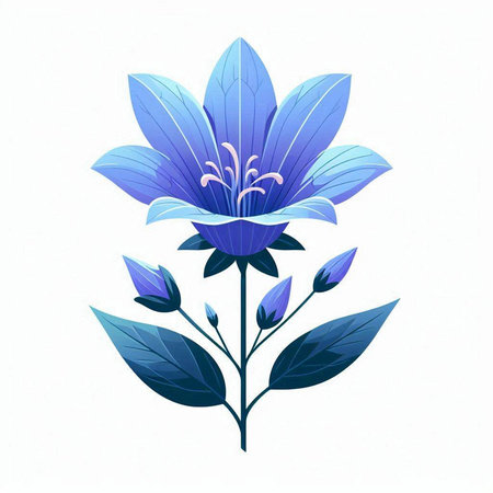 Blue flower isolated on a white background. Hand drawn vector illustration.のイラスト素材