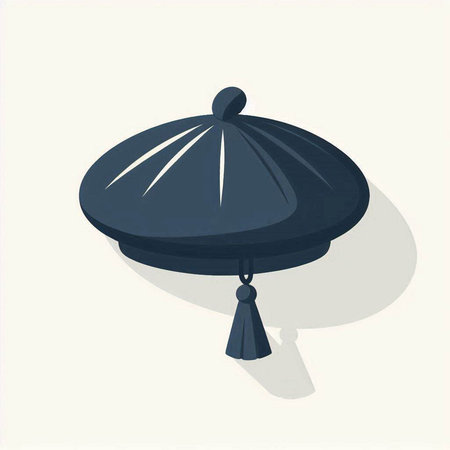 Illustration of a Chinese hat with shadow on a white background.のイラスト素材