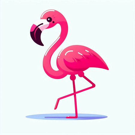 Pink flamingo on a blue background. Vector illustration in flat styleのイラスト素材