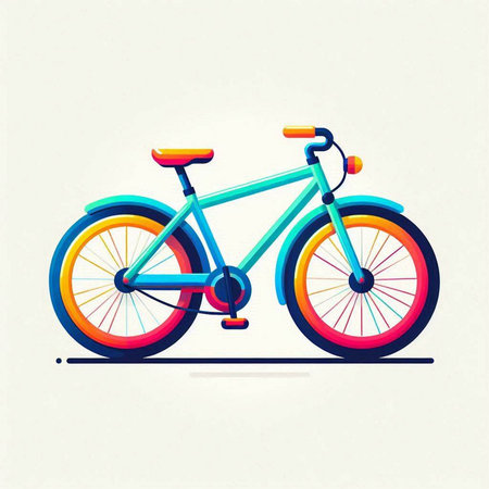 Colorful bicycle on white background, vector illustration. Flat style.のイラスト素材