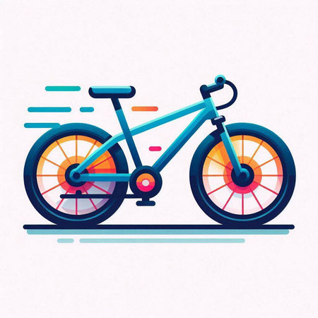 Vector illustration of a bicycle on a light background. Flat style.のイラスト素材