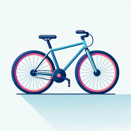 Bicycle vector illustration, flat design, blue and pink color.のイラスト素材