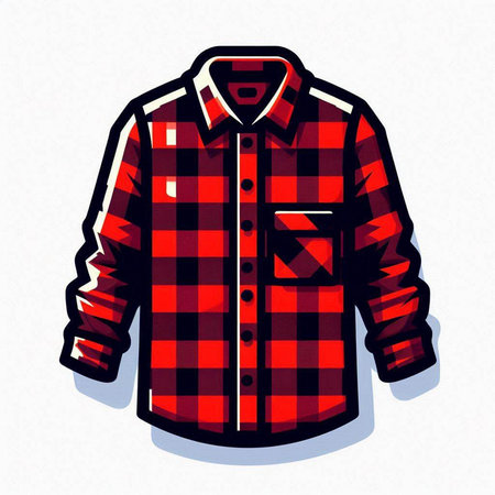 Red checkered shirt on a white background. Vector illustration.のイラスト素材