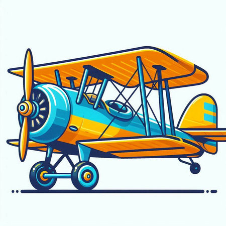 Retro biplane isolated on a white background. Vector illustration.のイラスト素材