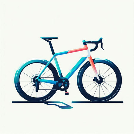 Bicycle in flat style. Vector illustration of a bicycle on a white background.のイラスト素材