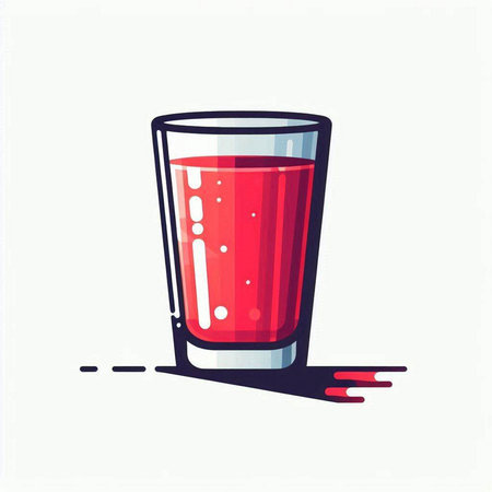 Vector illustration of a glass with a red drink on a white backgroundのイラスト素材