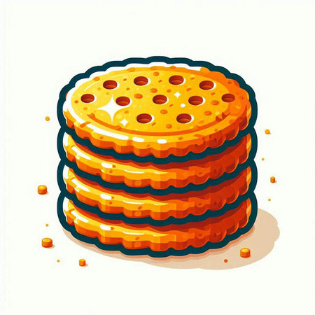 Illustration of a stack of cookies isolated on a white background.のイラスト素材