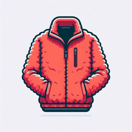 Vector image of a red winter jacket isolated on a white background.のイラスト素材