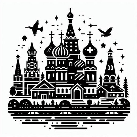 Church of the Intercession of the Blessed Virgin Mary in Moscow, Russiaのイラスト素材