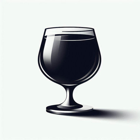 illustration of a glass of wine on a white background with shadowのイラスト素材