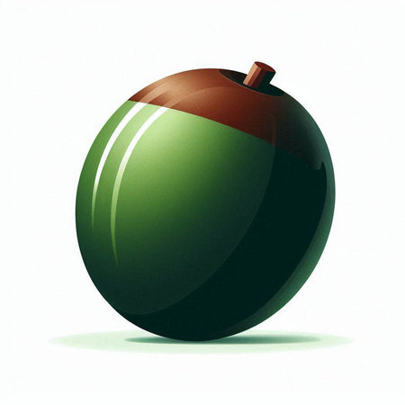 Vector illustration of a green apple on a white background with shadow.のイラスト素材