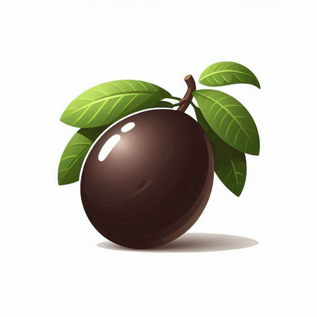 Plum with leaves on a white background. Vector illustration. Eps 10.のイラスト素材