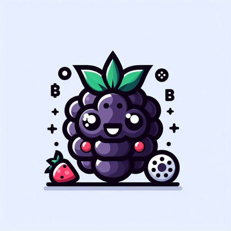 Funny blackberry cartoon vector icon. Cute berry fruit illustration.のイラスト素材