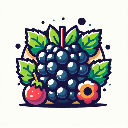 Vector illustration of blackberry. Isolated on a white background.のイラスト素材